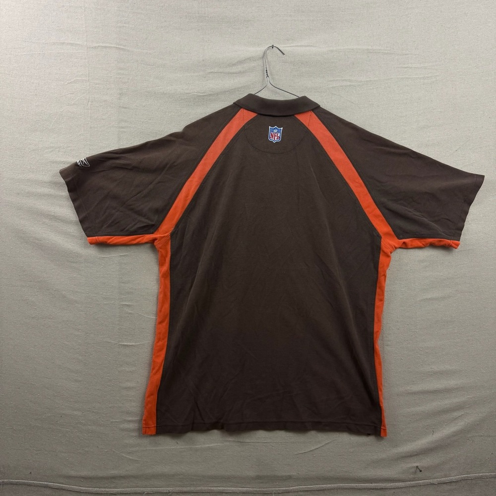 Reebok Polo Shirt Mens 2XL Brown Orange Cleveland Browns NFL PlayDry Pique Logo - Picture 2 of 8